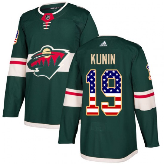 Luke Kunin Minnesota Wild Adidas Authentic Green USA Flag Fashion ...